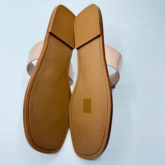 Tory Burch Womens Georgia Sandal Soft Patent Sheep Patent Goan Sand Size 9.5 - Picture 4 of 7